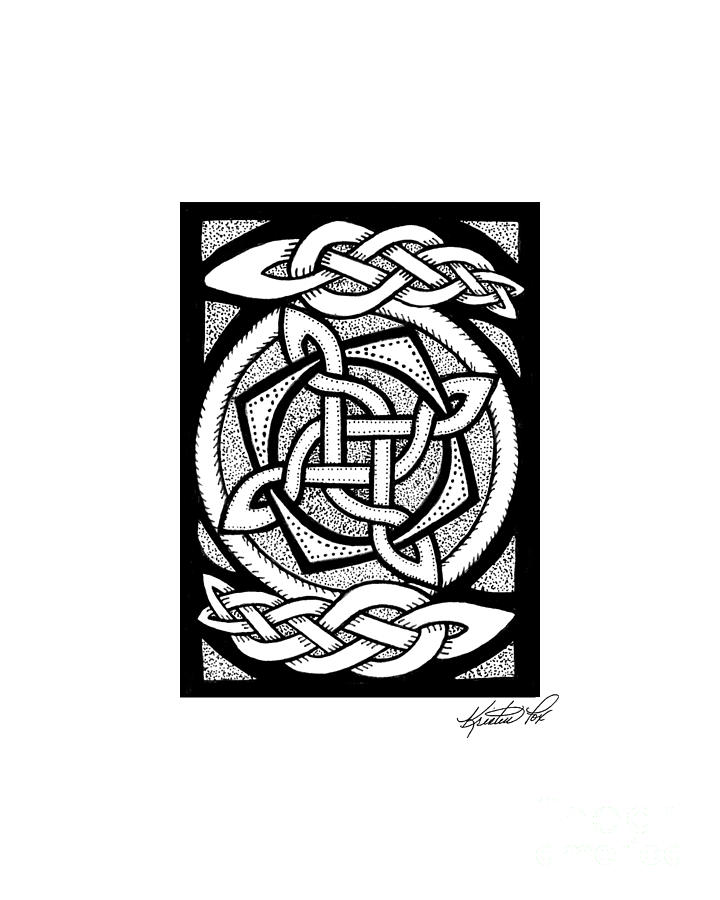 Celtic Knotwork Rotation Drawing by Kristen Fox