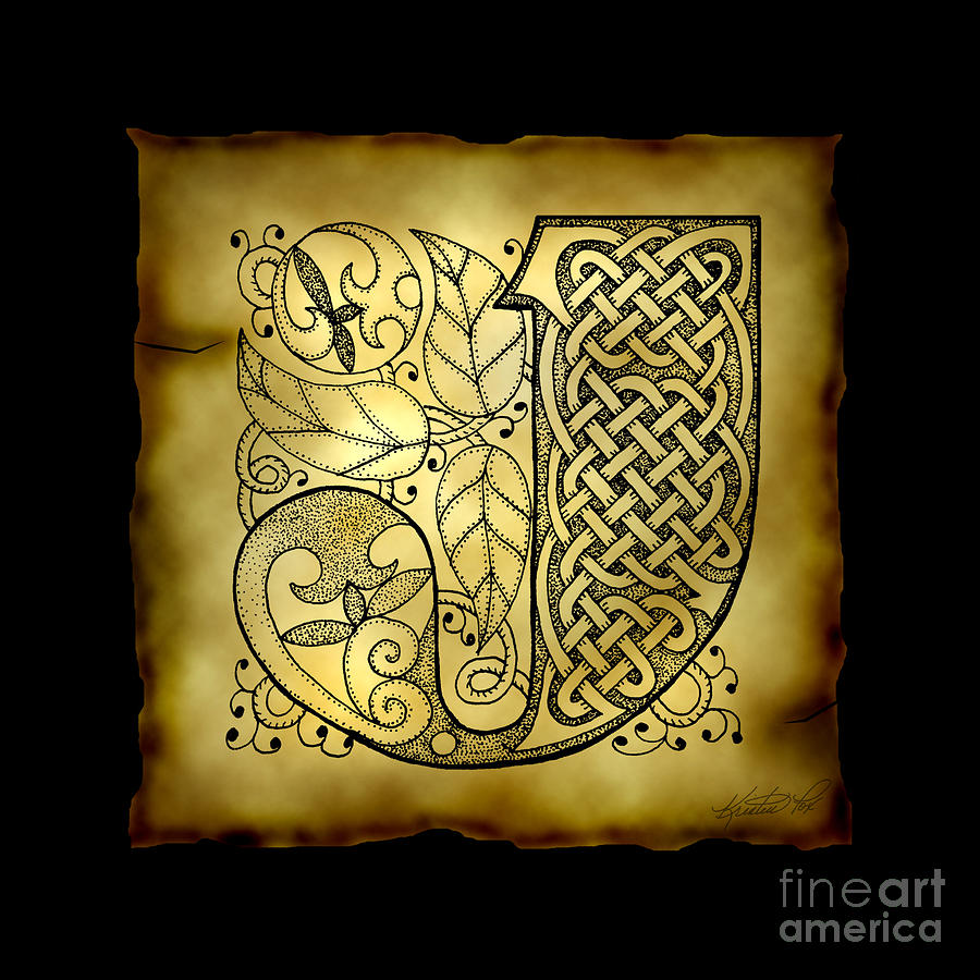 Celtic Letter J Monogram by Kristen Fox