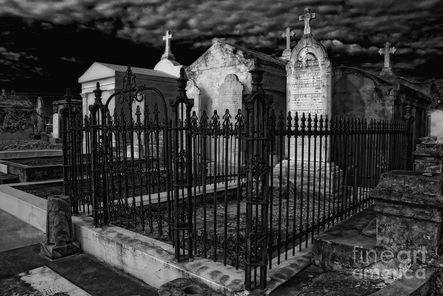 Cemetery Landscape Black And White Photograph