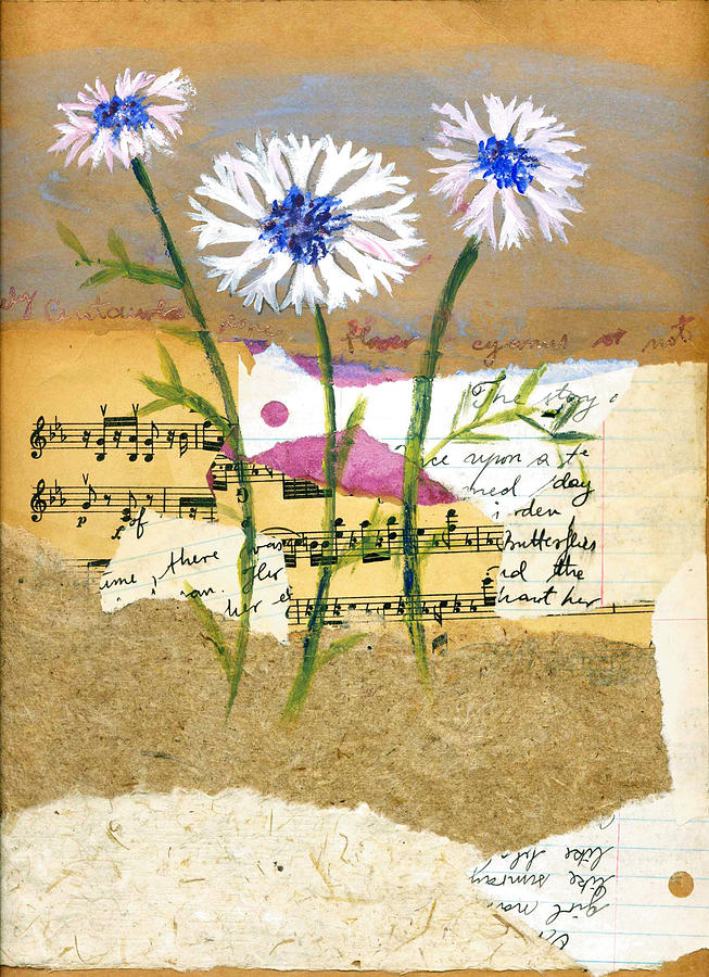 Flowers Still Life Mixed Media - Centaurea by Sorana Tarmu
