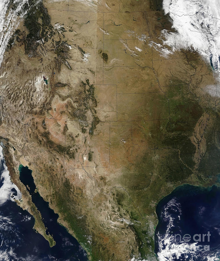 Space Photograph - Central And Western United States by Stocktrek Images