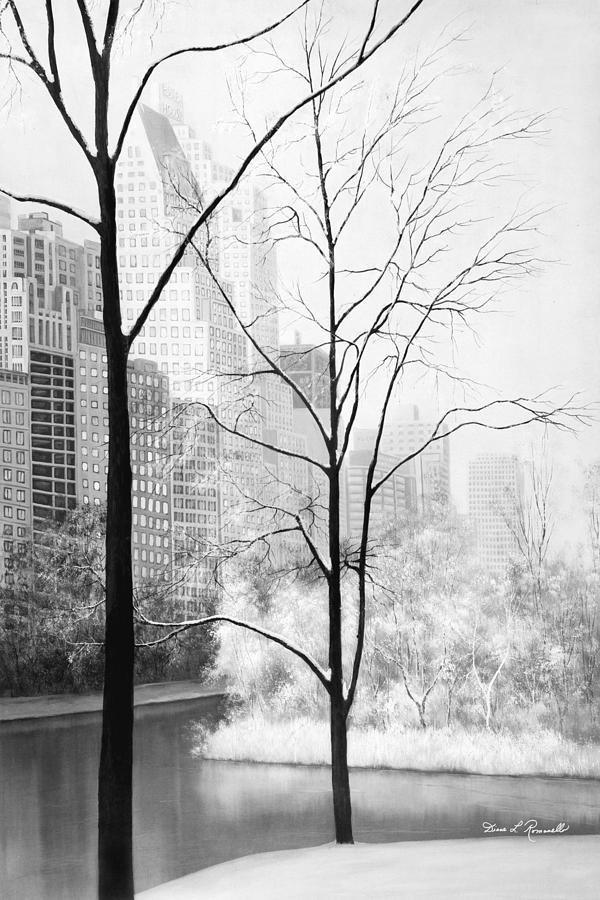 Central Park In Black And White Painting by Diane Romanello