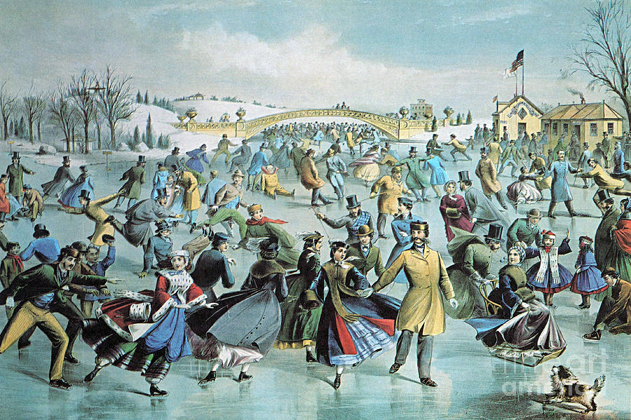 Currier And Ives Photograph - Central Park Skating Pond New York by Photo Researchers