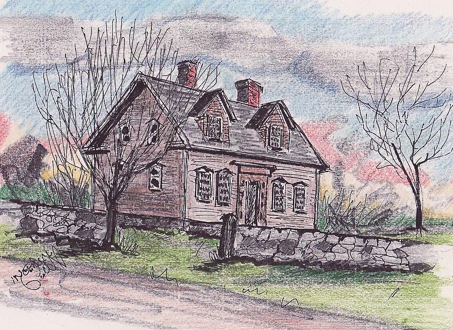 Centre Street Colonial Drawing by Paul Meinerth