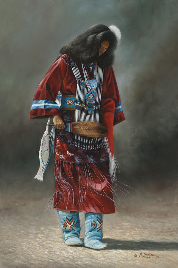 Portrait Painting - Ceremonial Red by Ricardo Chavez-Mendez