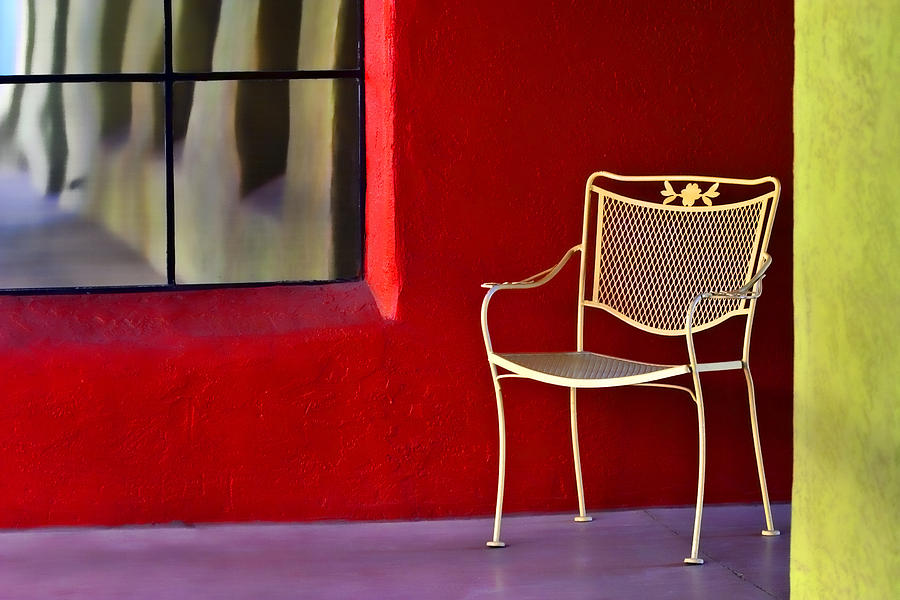 Abstract Photograph - Chair on the Balcony by Carol Leigh
