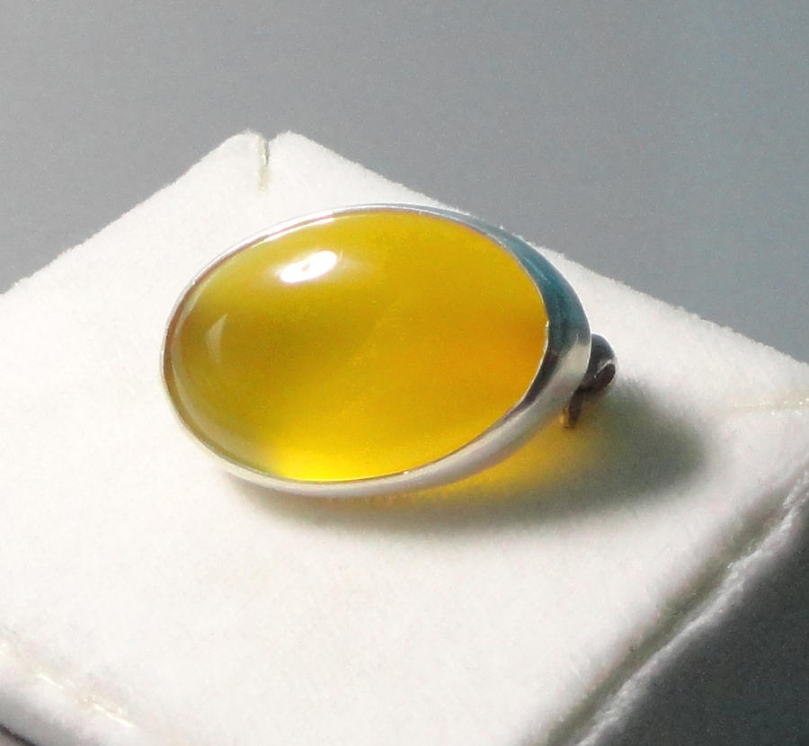 Chalcedony Yellow Fine Silver Brooch Pin Jewelry by Robin Copper