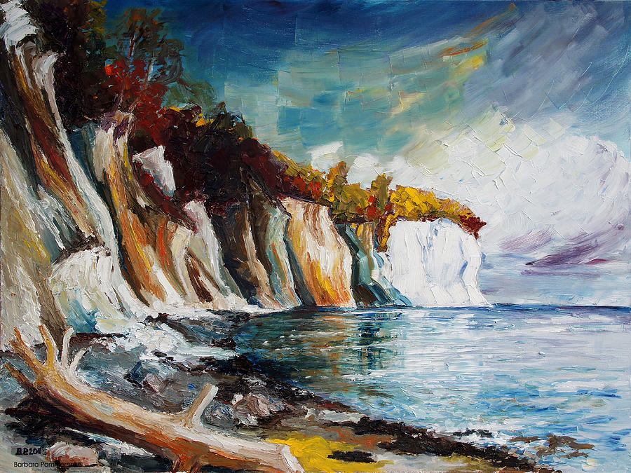 Chalk Cliffs On The Island Ruegen In Fall Painting by Barbara Pommerenke