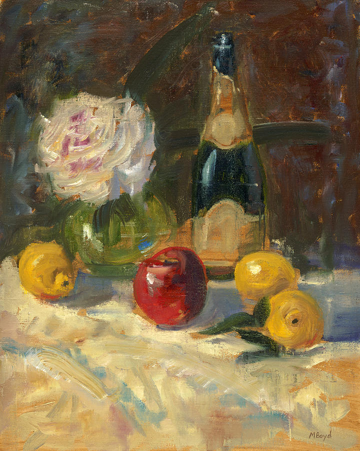 Champagne and Roses Painting by Marlyn Boyd