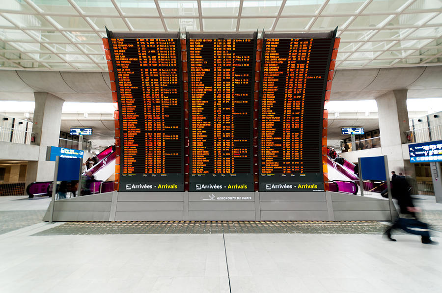 Transportation Photograph - Charles De Gaulle Airport - Arrival Board by Mustafa Otyakmaz