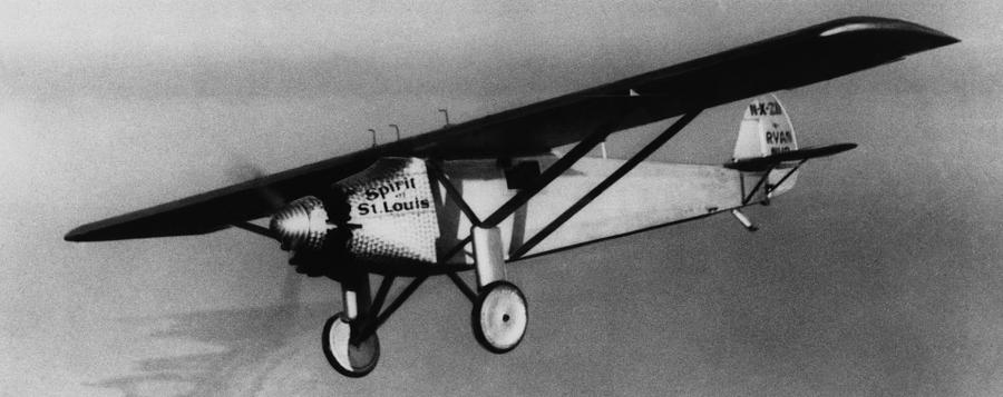 Charles Lindbergh Flying His Plane Wood Print by Everett - Fine Art America