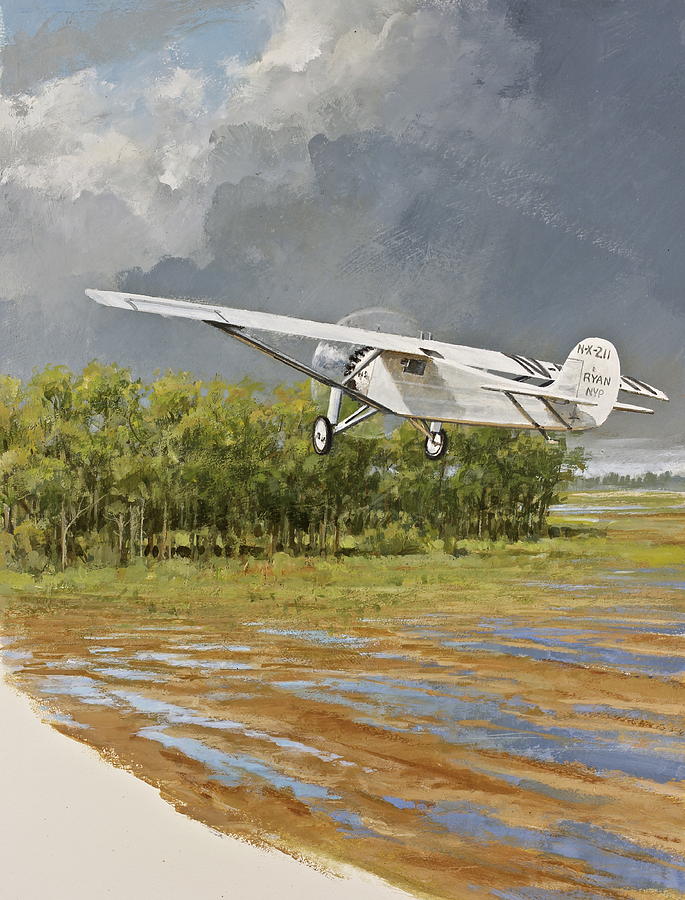 Charles Lindbergh Taking Off Painting by Cliff Spohn