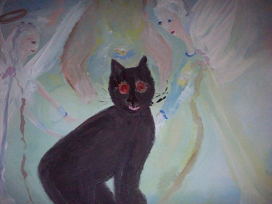 Chat Noir Painting by Judith Desrosiers