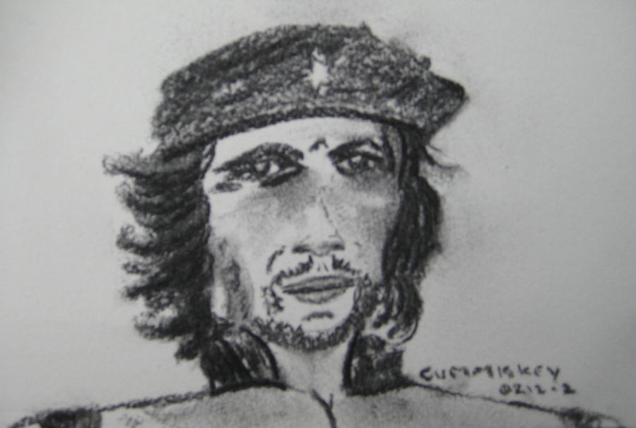 Che - charcoal  Drawing by Roger Cummiskey