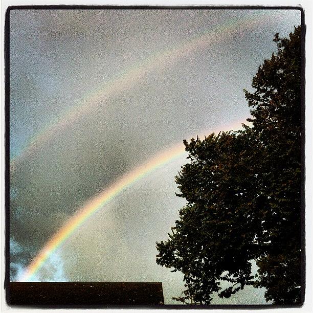 Sillouette Photograph - Check Out The Double Rainbow! #rainbow by Kate Walsh