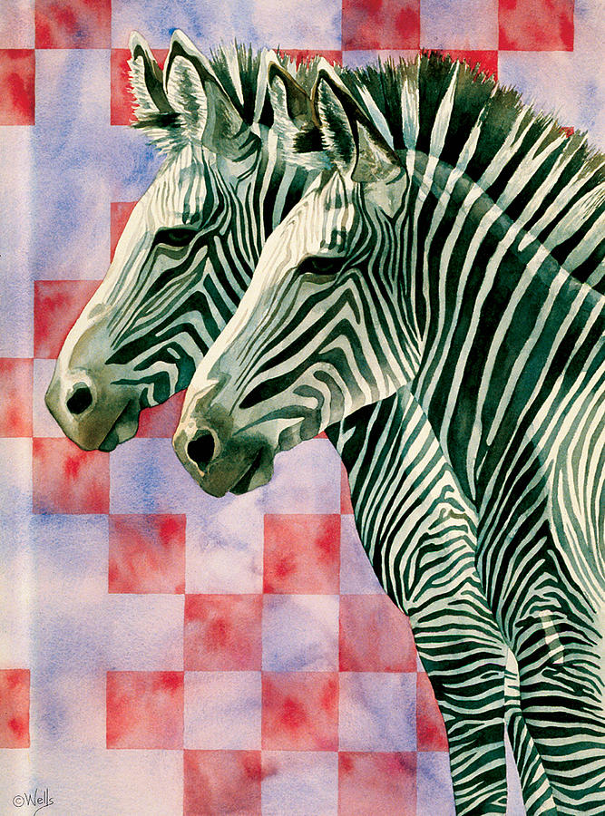 Zebra Painting - Checks and Stripes by Linda Wells
