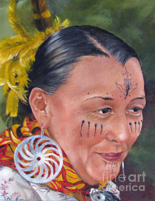 Feather Painting - Cherokee Woman by Marcia Dockey Smith