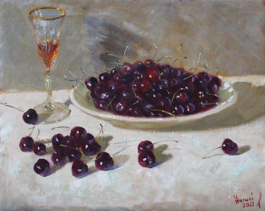 Still Life Painting - Cherries by Ylli Haruni