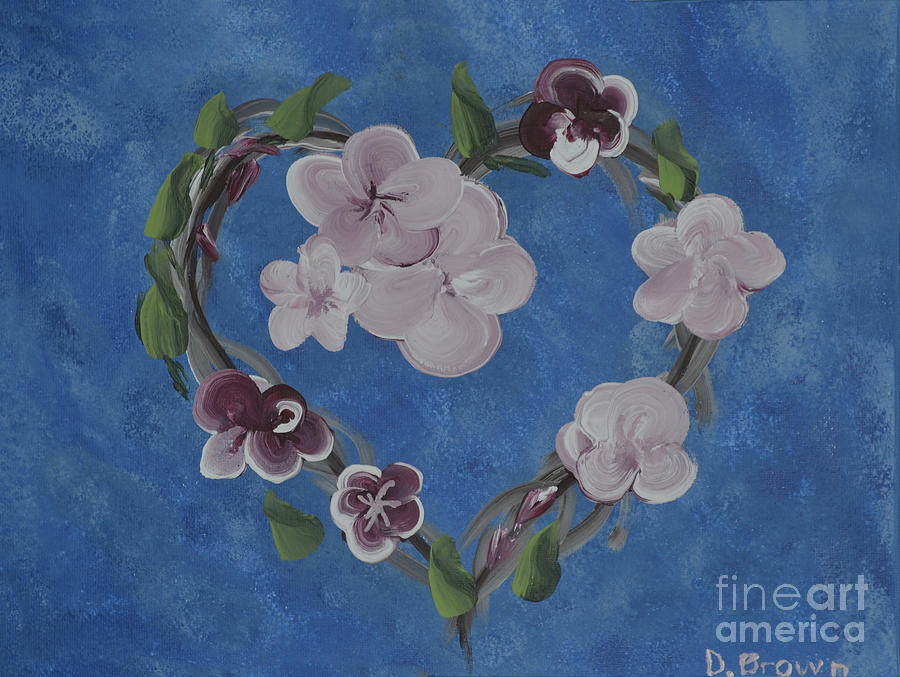 Cherry Blossom Heart Painting by Donna Brown