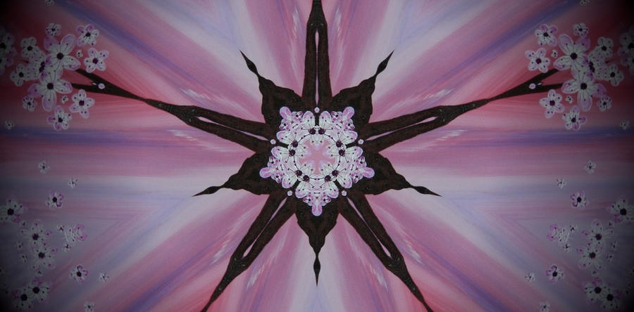 Flower Digital Art - Cherry Blossom Kaleidoscope 2 by Heather  Hubb