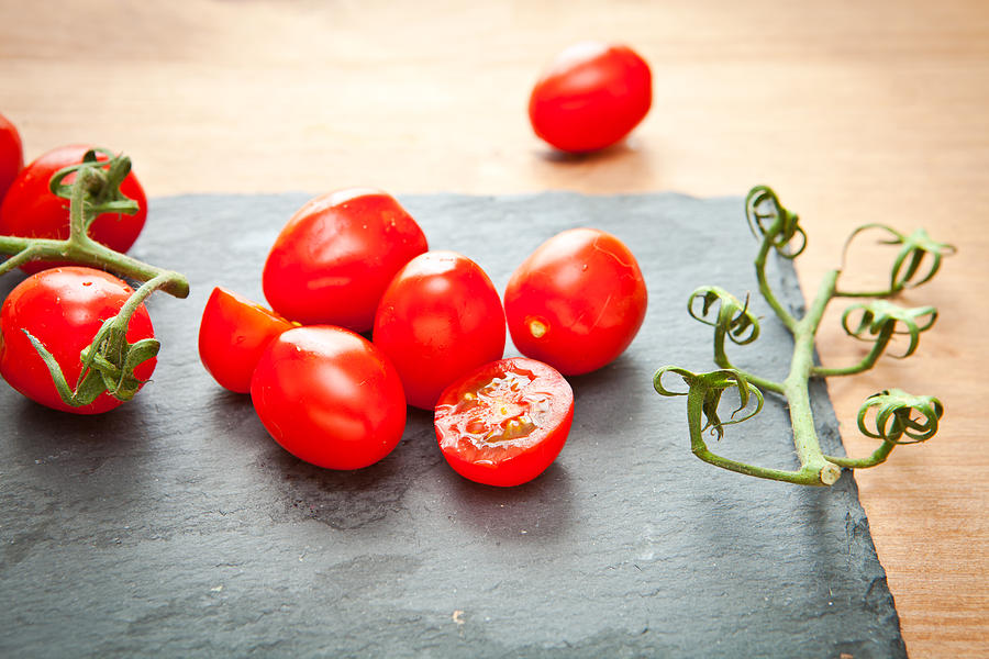 Tomato Photograph - Cherry tomatoes by Tom Gowanlock