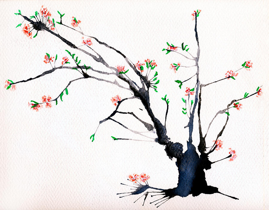 Cherry Tree by Straw Painting by Helaine Cummins