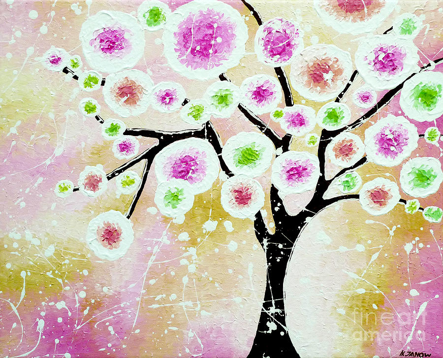 Cherry Tree Painting by Helen Janow Miqueo