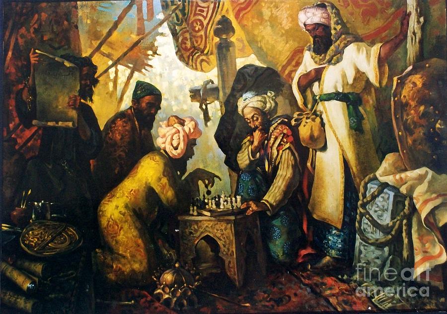 Chess Player Painting by Dilorom Abdullaeva
