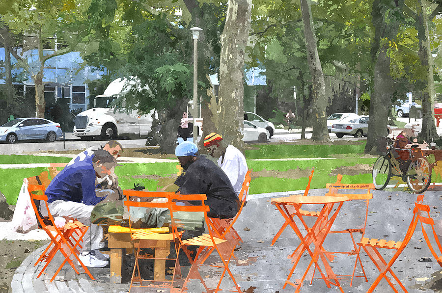 Chess Players in Clark Park Digital Art by Andrew Dinh