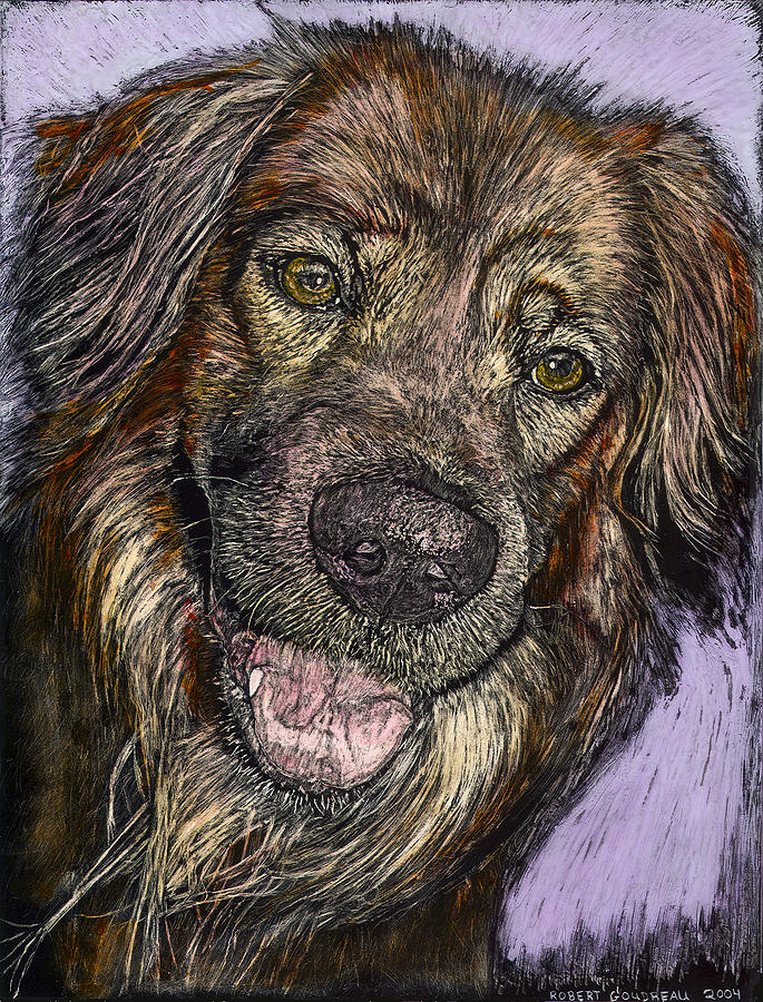 Chester the Dog Painting by Robert Goudreau