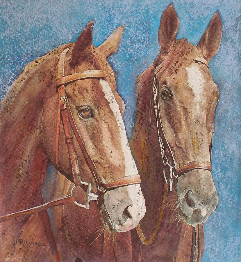 Chestnut Pals Painting by Richard James Digance