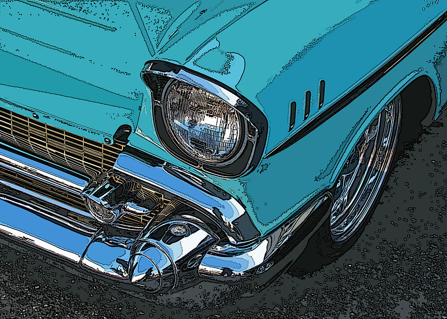 Chevy Bel Air Headlight and bumper Photograph by Samuel Sheats