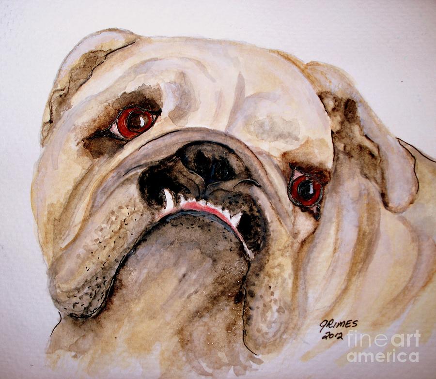 Chewy the bull dog Painting by Carol Grimes