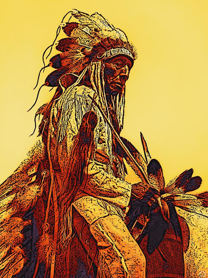 Cheyenne Chief on Horseback Digital Art by Ben Freeman