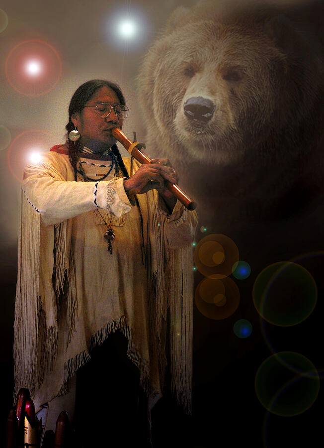 Cheyenne  Flute  Musician Photograph by Nancy Griswold