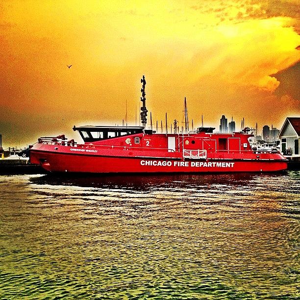 Chicago Photograph - Chi Fire Boat #cfd #boat #chicago by David Sabat