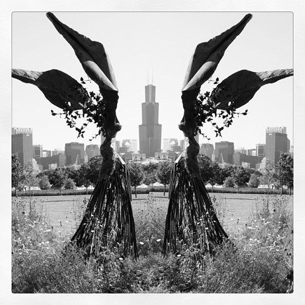 Chicago Photograph - #chicago #angels #mirror #sculpture by David Sabat