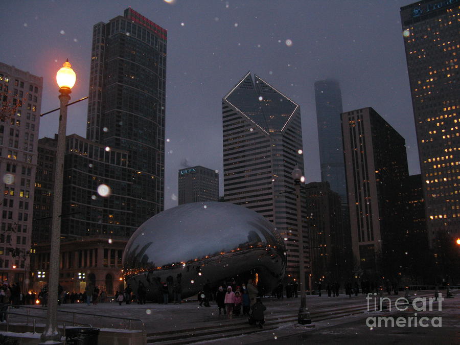 Chicago Photograph - Chicago Cloud Gate at Night by Ausra Huntington nee Paulauskaite