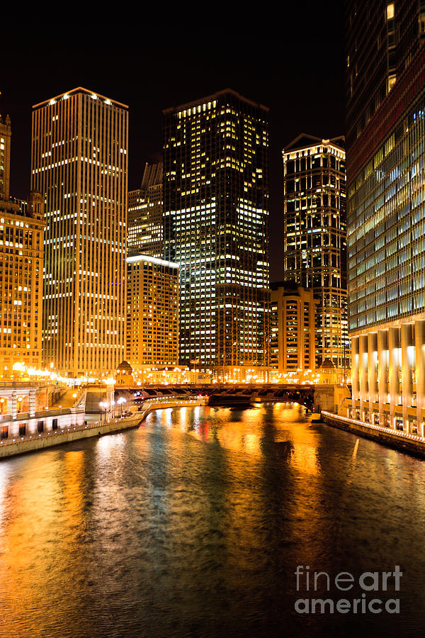 Chicago Photograph - Chicago Illinois at Night by Paul Velgos