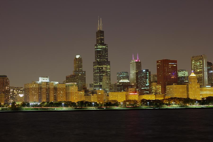 Chicago Night Skyline Photograph by Peter Ciro
