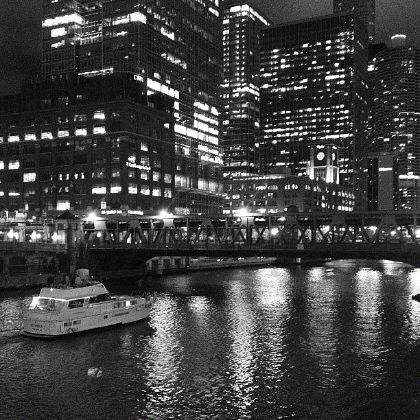 Chicago River @ Night Photograph by Art Rummery