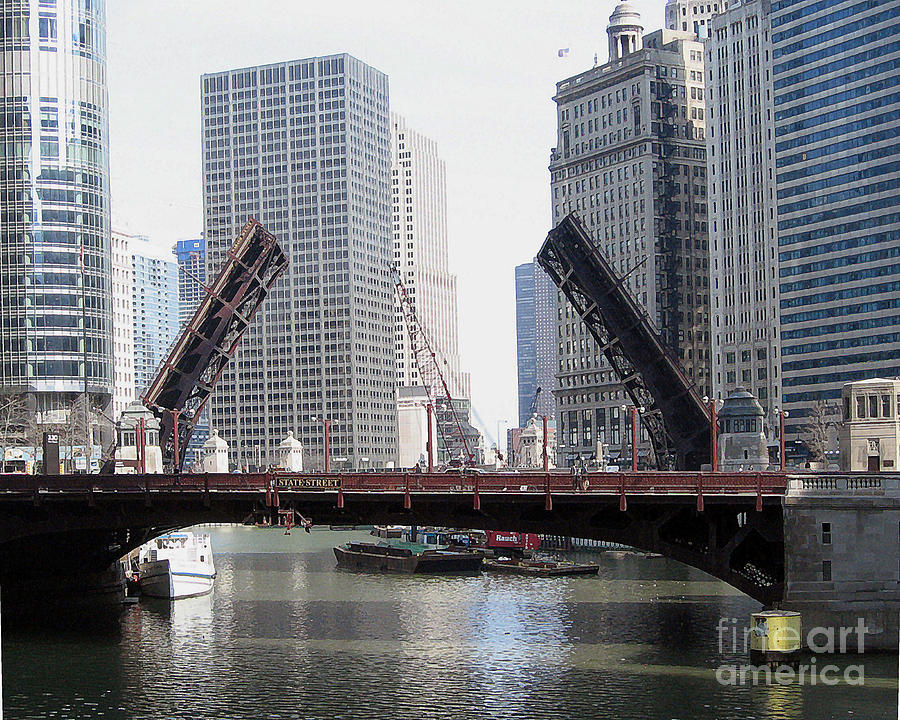 Bridge Mixed Media - Chicago River by Patricia Schnepf
