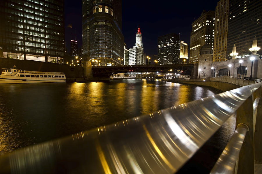 Chicago riverwalk and reflections Photograph by Sven Brogren