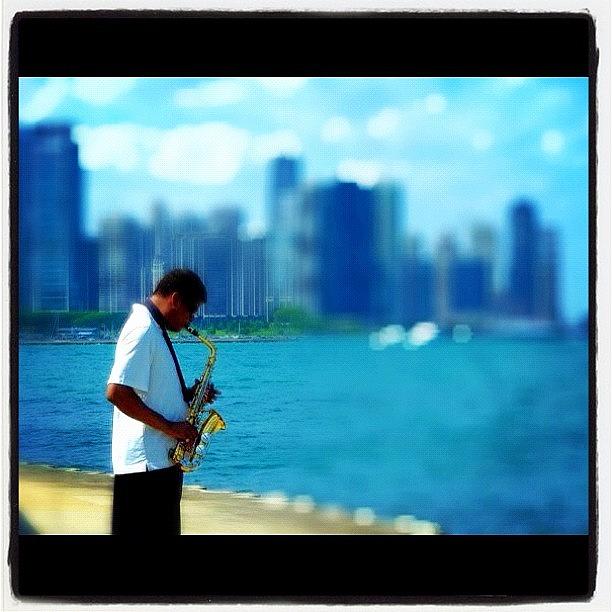 Chicago Photograph - #chicago #sax #saxophone #lake #city by David Sabat