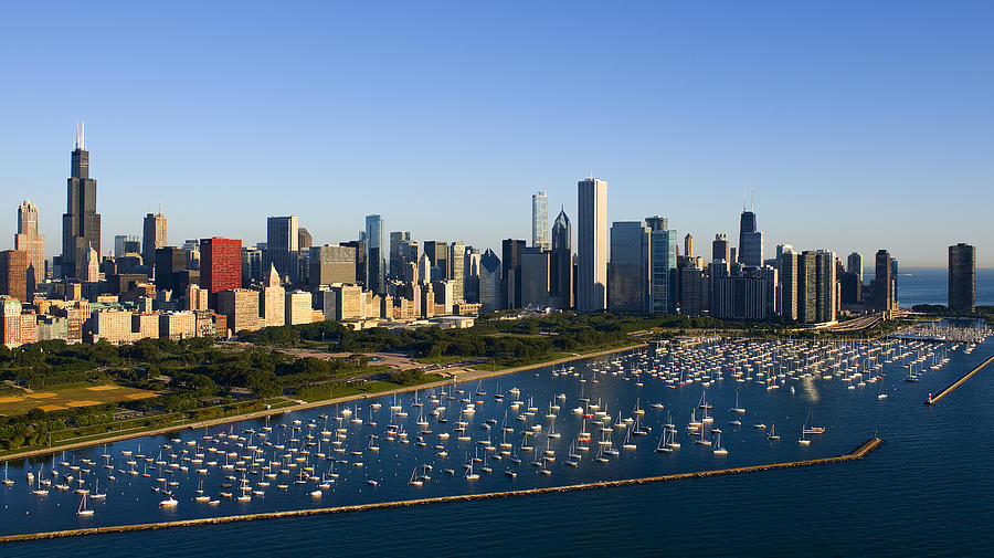 Chicago Skyline & Monroe Harbor Photograph by Vito Palmisano