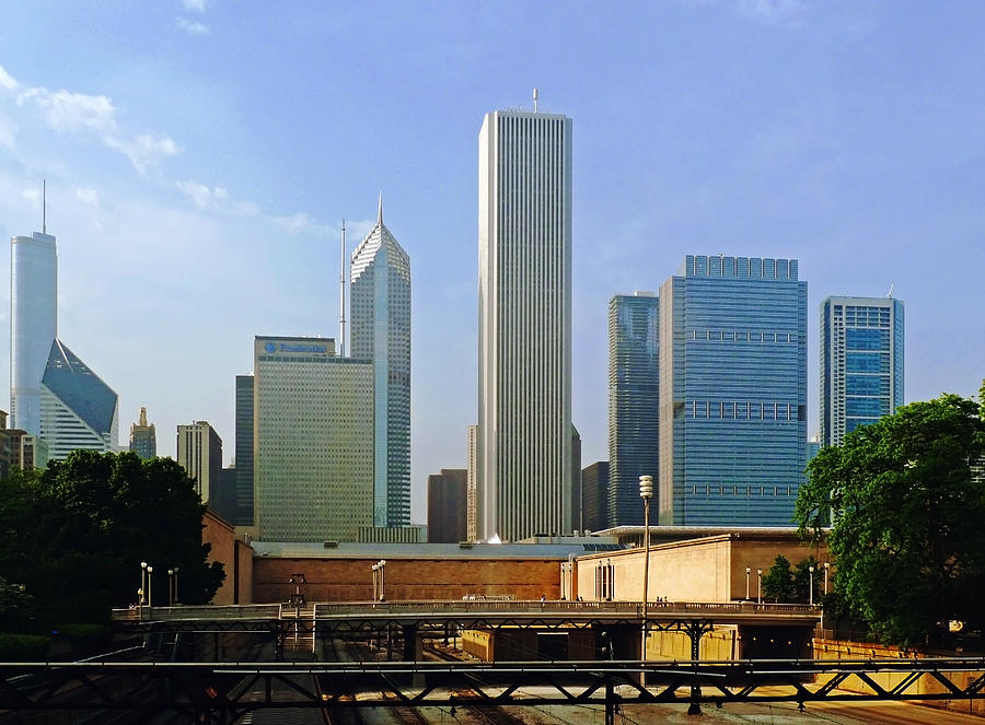 Chicago Skyline With Train Tracks Photograph by Frank Winters