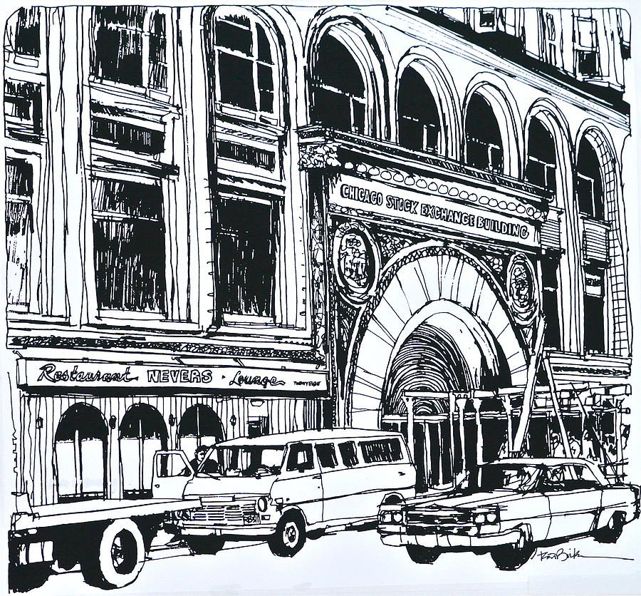 Chicago Stock Exchange Bldg. Drawing by Robert Birkenes