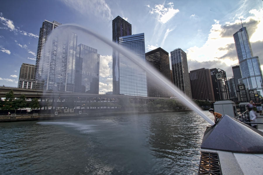 Chicagos Centennial Water Arc Photograph by Sven Brogren