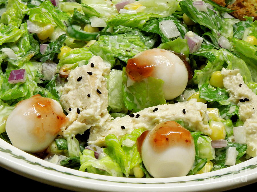 Chicken and Egg Tossed Salad with Jalapeno-Strawberry Sauce Photograph by Renee Trenholm