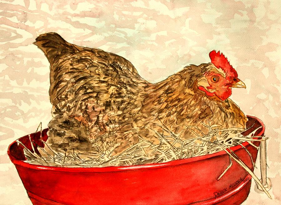 Chicken Painting - Chicken Hen Painting Art Print by Derek Mccrea